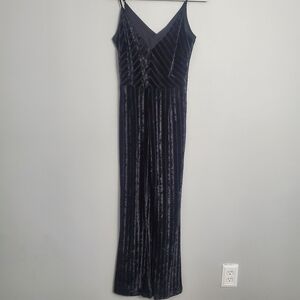 Adelyn Rae Black Burnout Velvet Jumpsuit Sz XS Coquette Fairycore Whimsygoth